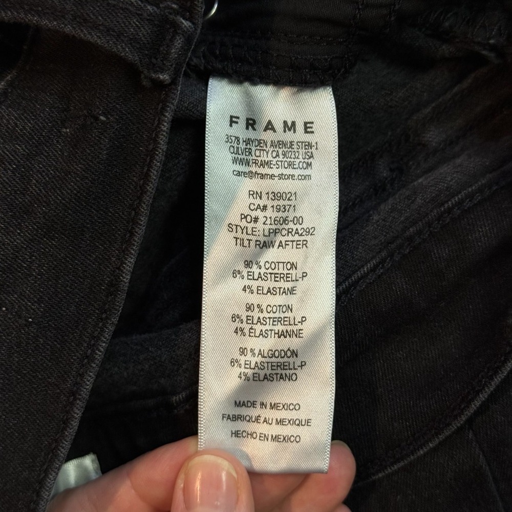 FRAME Le Palazzo Crop High Rise Wide Leg Jeans Tilt Raw After Black Size 26 - Picture 8 of 15